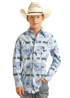 Blue Aztec Snap Shirt for Boys by Panhandle Slim Kids