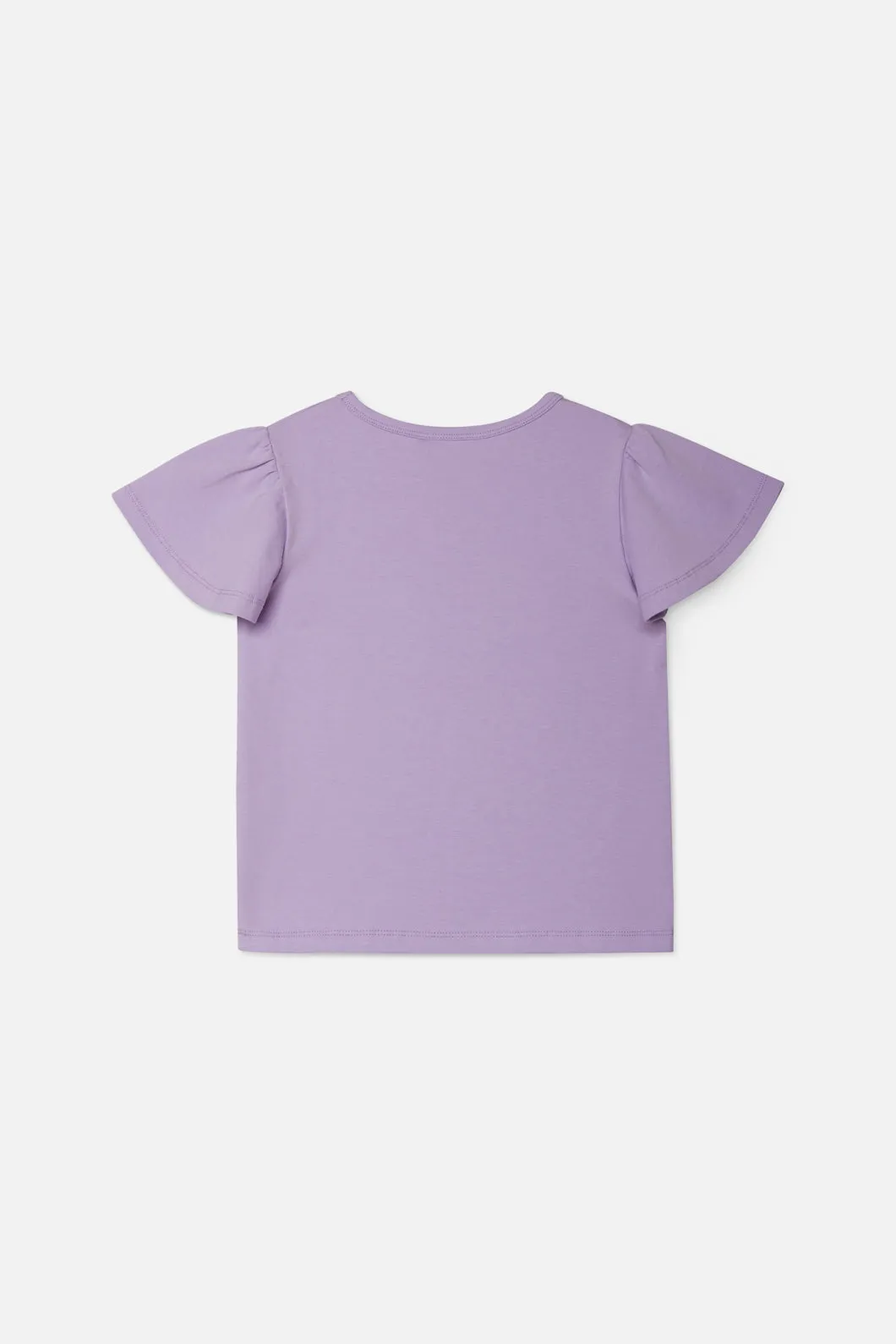 Frilly Tee for Kids with Pansy Design