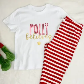 Personalised Believes Kids Christmas Pyjamas