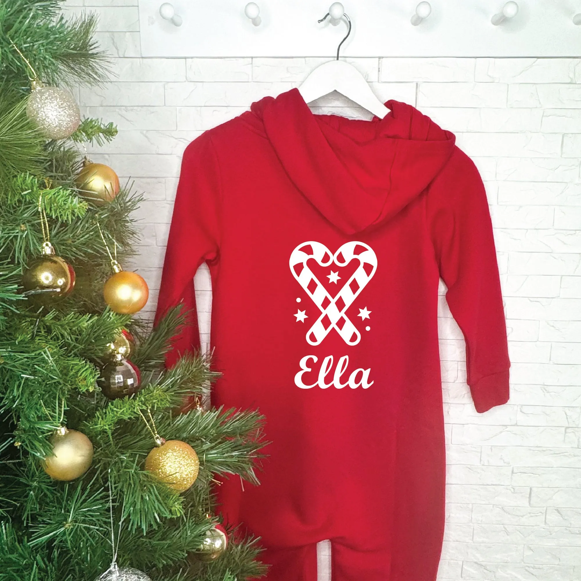 Personalised Candy Cane Kids Christmas Onesie