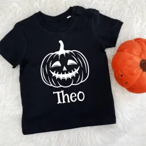 Personalised Pumpkin Bones Halloween Kids T Shirt