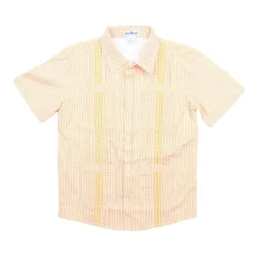 Pink And Citrus Check Guayabera