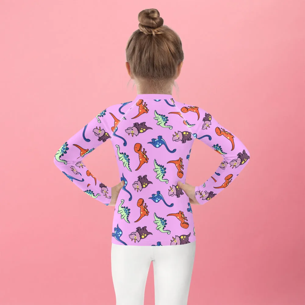 Pink Dinosaur Kids' Rash Guard