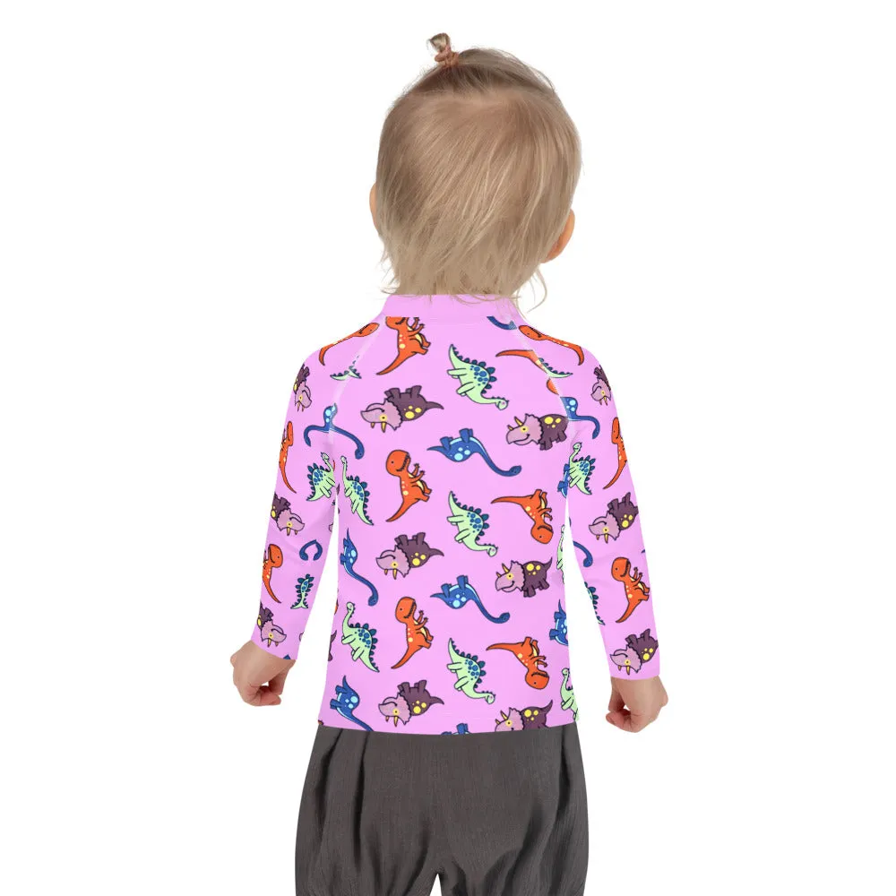 Pink Dinosaur Kids' Rash Guard