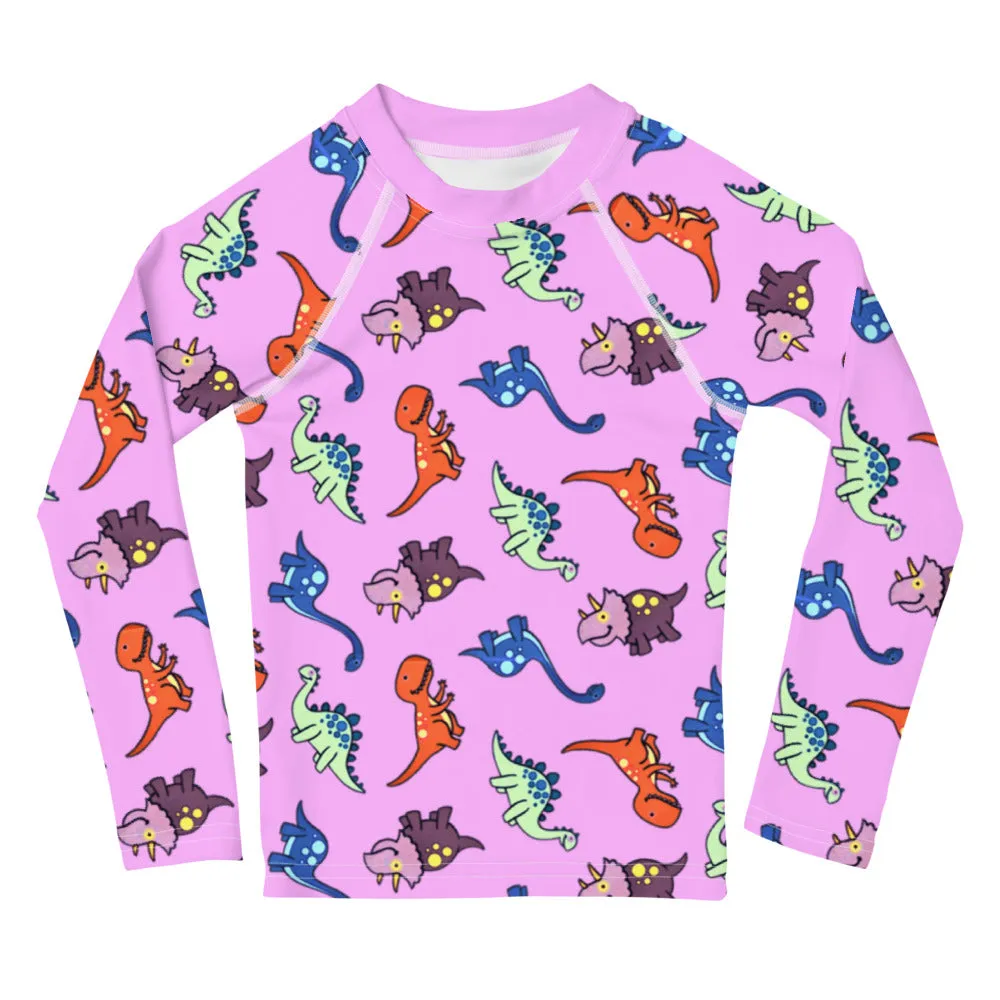 Pink Dinosaur Kids' Rash Guard