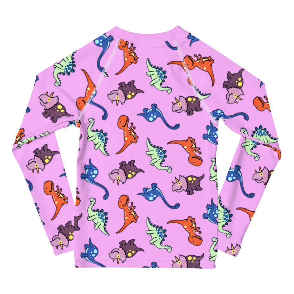 Pink Dinosaur Kids' Rash Guard