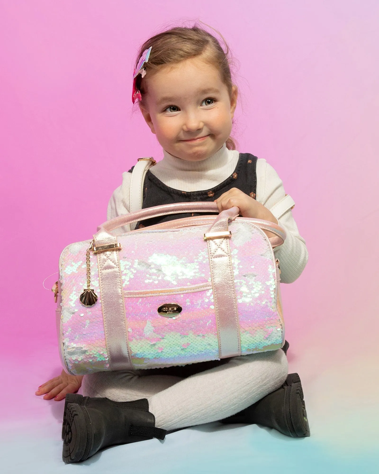 Pink Sequin Kids Weekender Bag