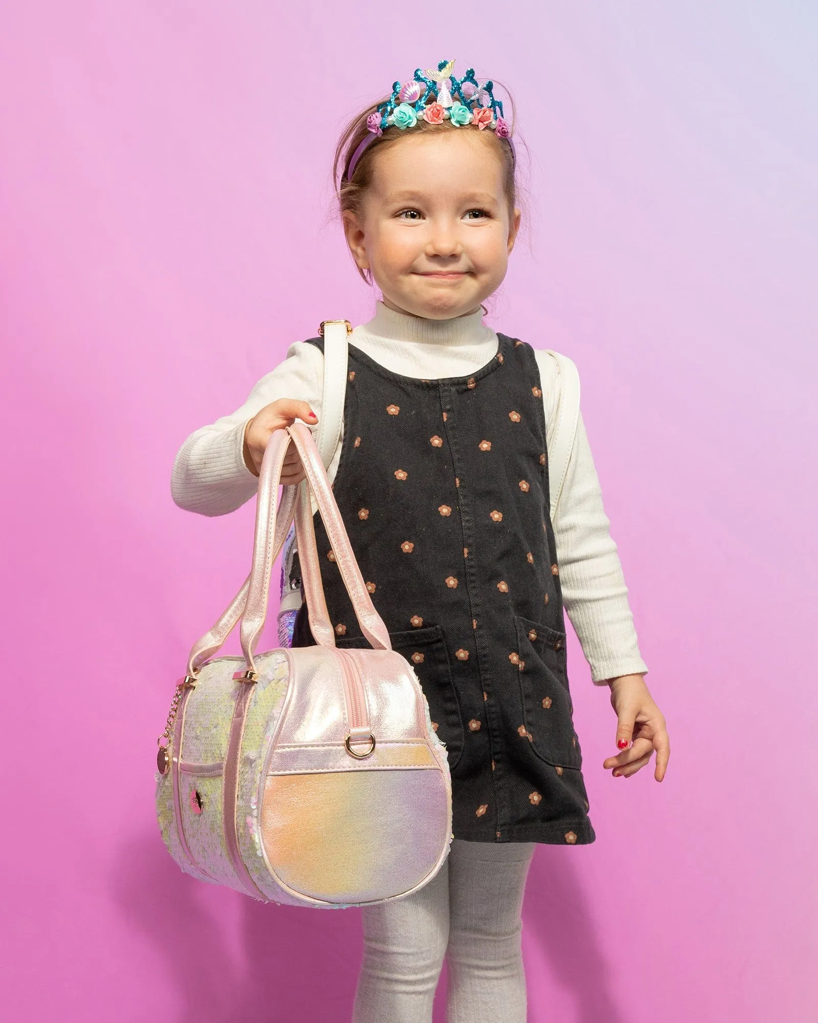 Pink Sequin Kids Weekender Bag