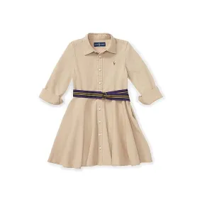 Polo Ralph Lauren Kids Belted Cotton Chino Shirtdress (Little Kids)