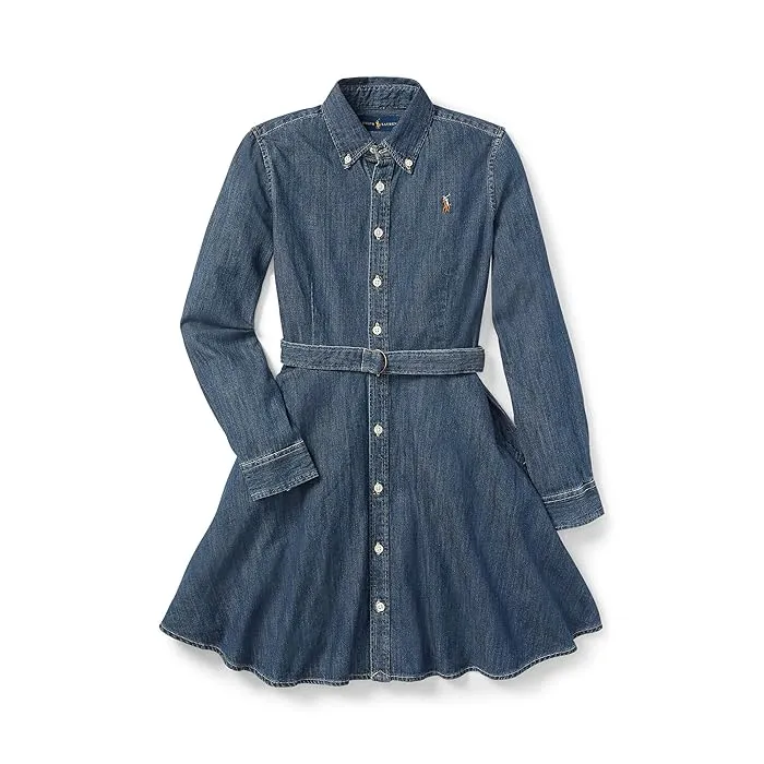 Polo Ralph Lauren Kids Belted Cotton Denim Shirtdress (Big Kids)