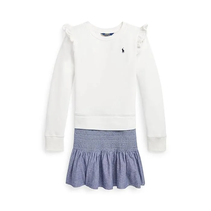 Polo Ralph Lauren Kids Chambray & Fleece Sweatshirt Dress (Big Kids)