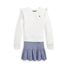 Polo Ralph Lauren Kids Chambray & Fleece Sweatshirt Dress (Big Kids)