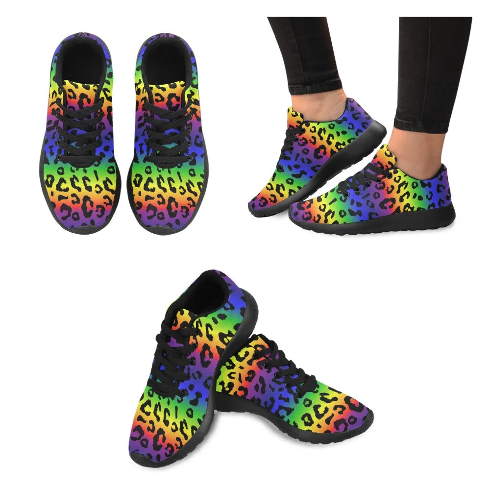 Rainbow Leopard Kids' Sneakers with Black Trim (Little Kid/Big Kid)