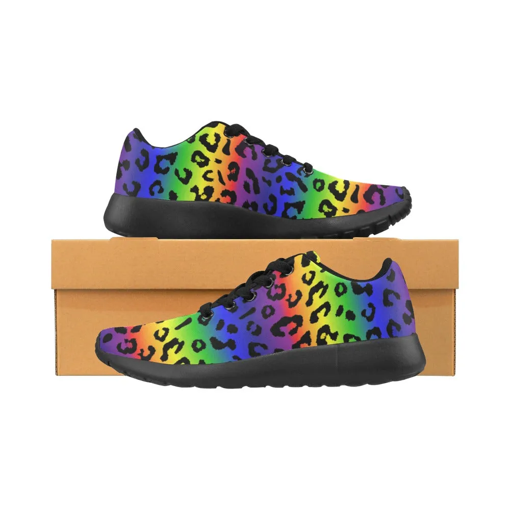 Rainbow Leopard Kids' Sneakers with Black Trim (Little Kid/Big Kid)