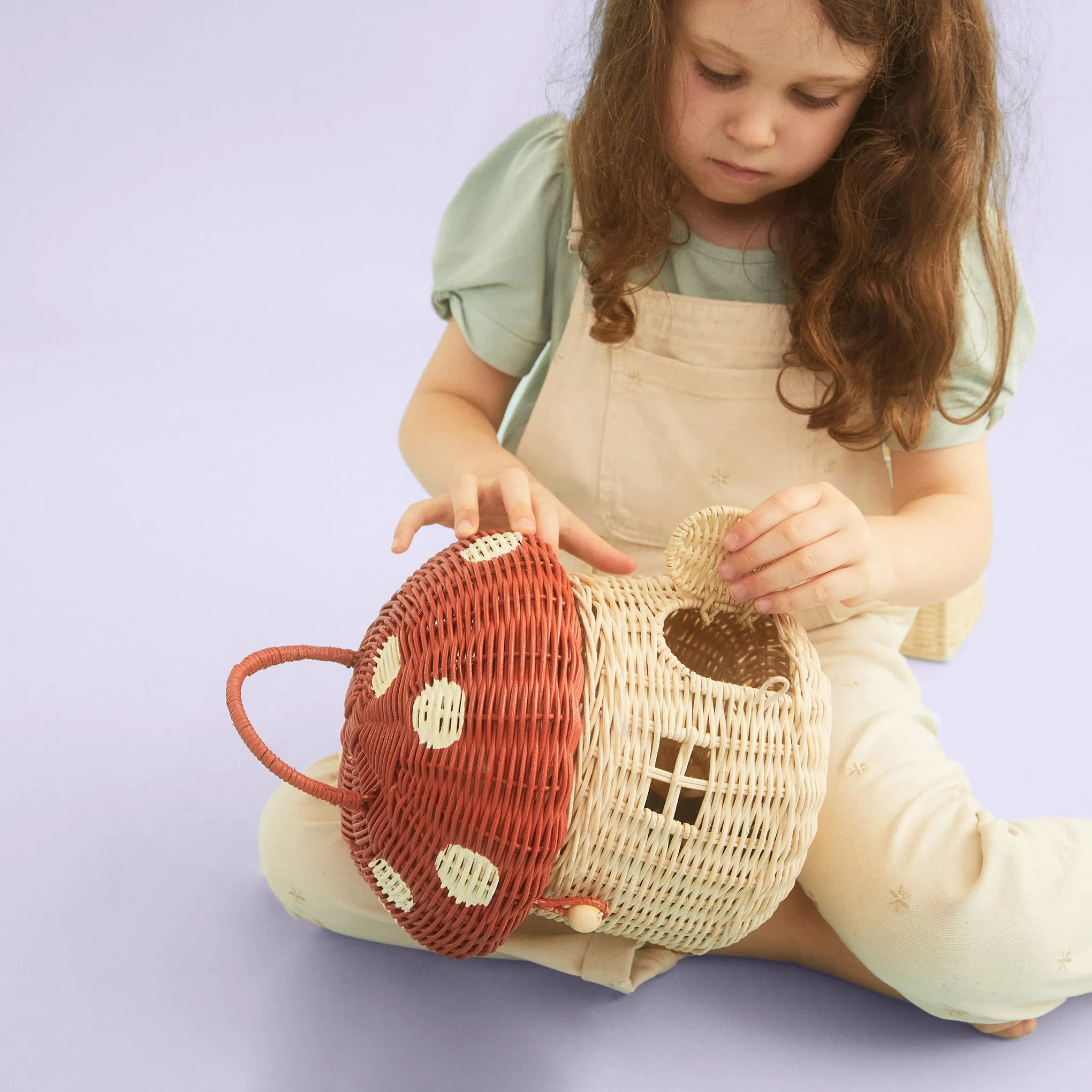 Rattan Mushroom Basket Toy for Kids