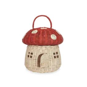 Rattan Mushroom Basket Toy for Kids