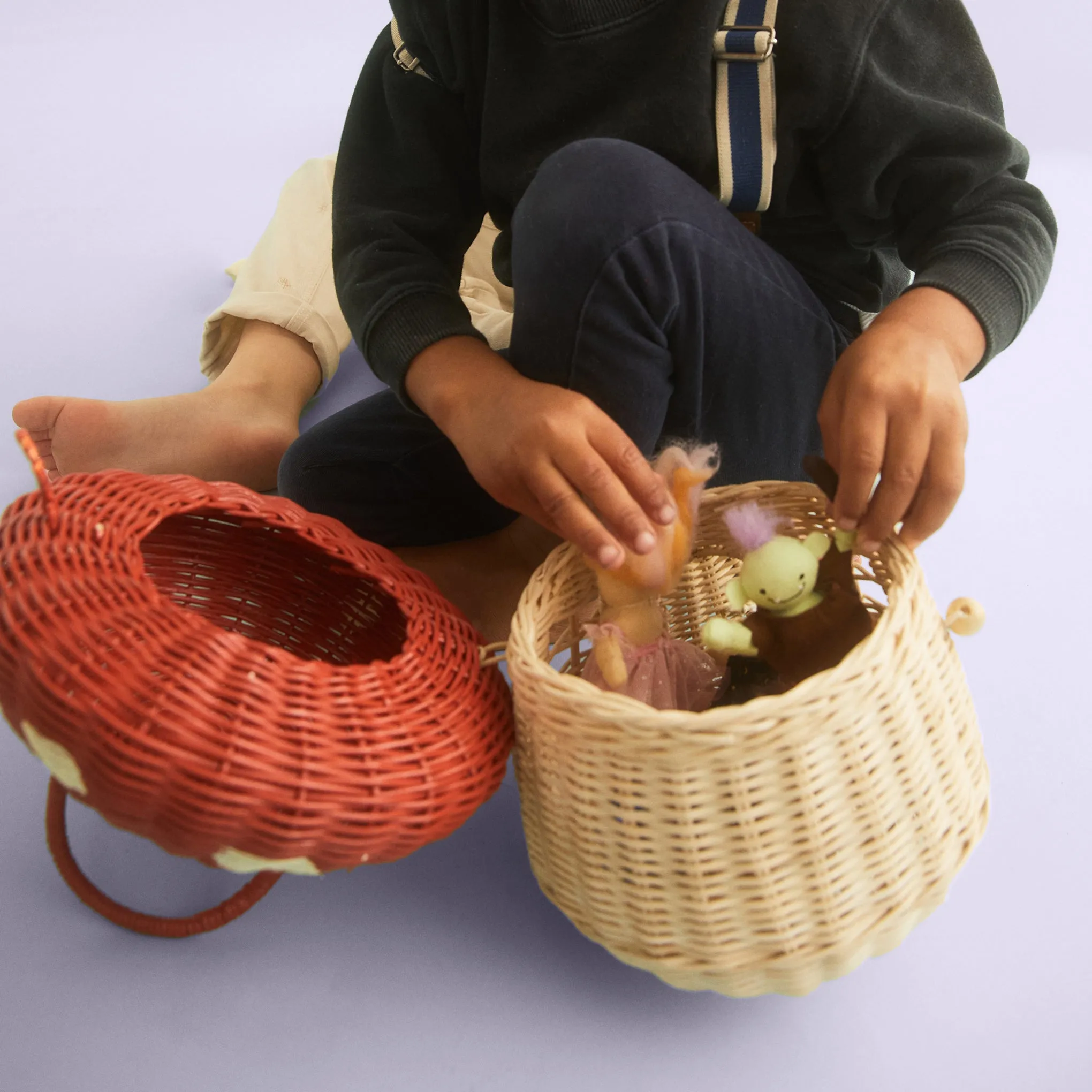 Rattan Mushroom Basket Toy for Kids