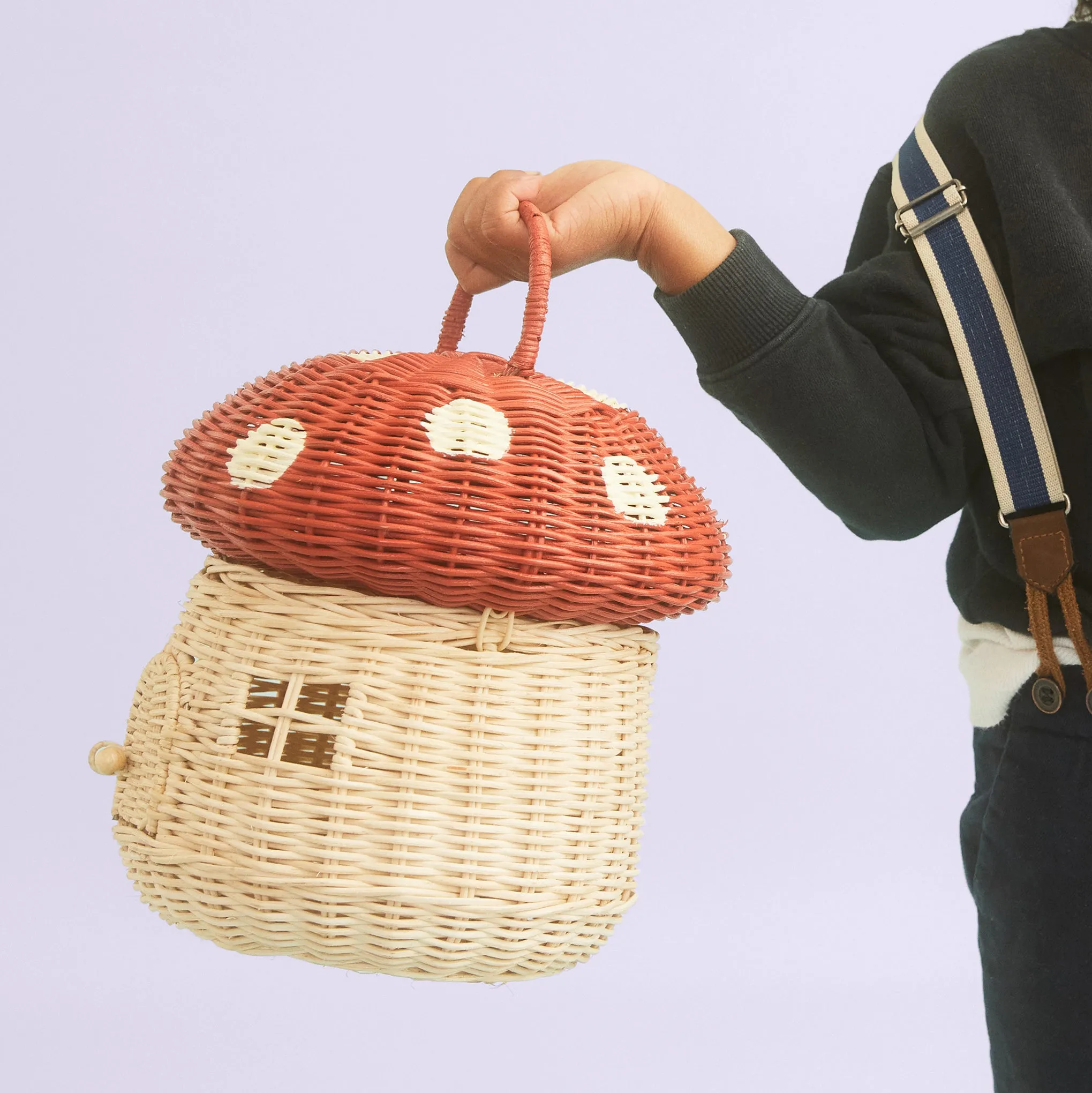 Rattan Mushroom Basket Toy for Kids