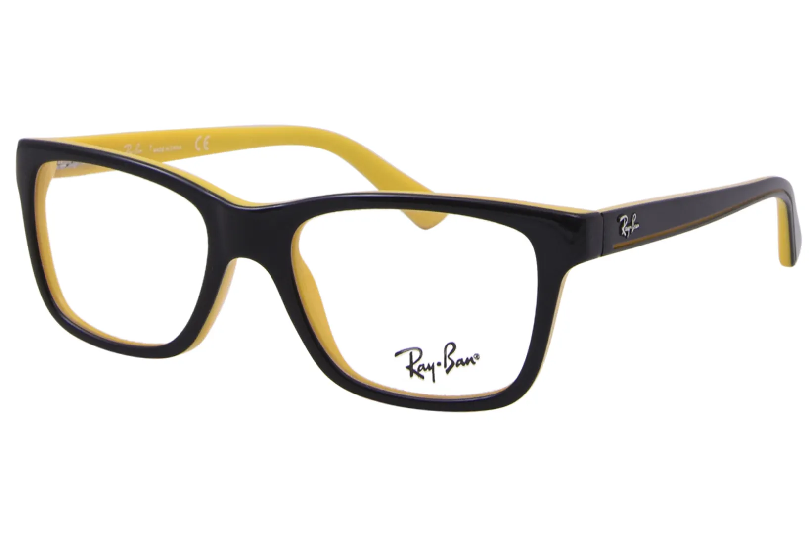 Ray Ban RB1536 3660 Eyeglasses Youth Kids Top Black/Yellow Full Rim 48-16-130