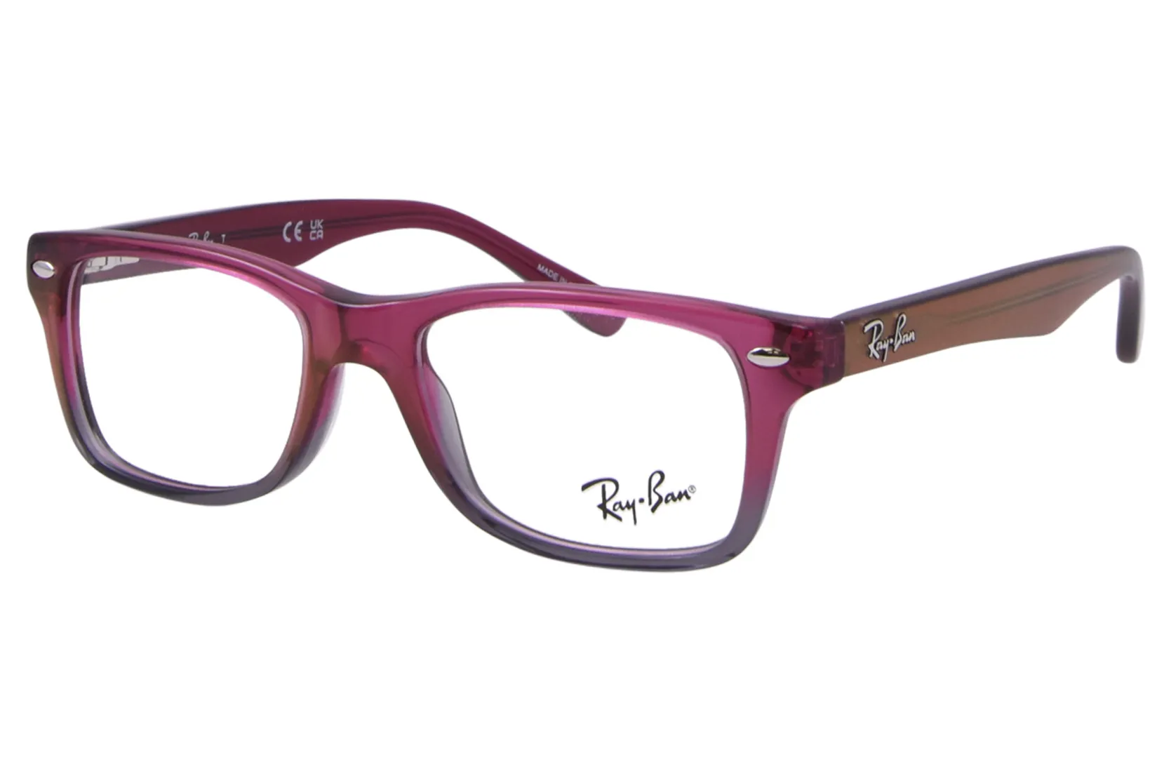 Ray Ban RY1531 3648 Eyeglasses Youth Kids Fuxia Gradient/Grey Full Rim 46-16-125