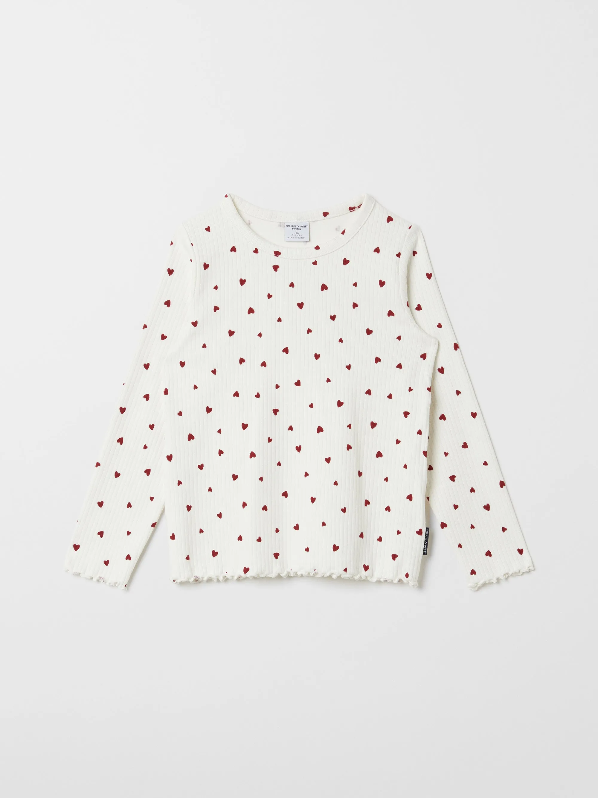 Ribbed Heart Print Kids Top