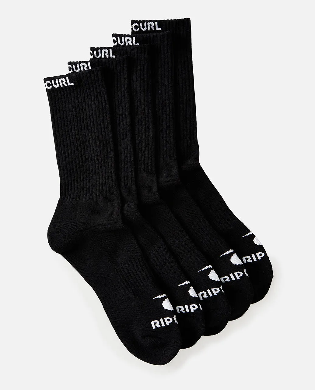 Rip Curl Kids Brand Fleece 5 Pack Crew Socks - Black