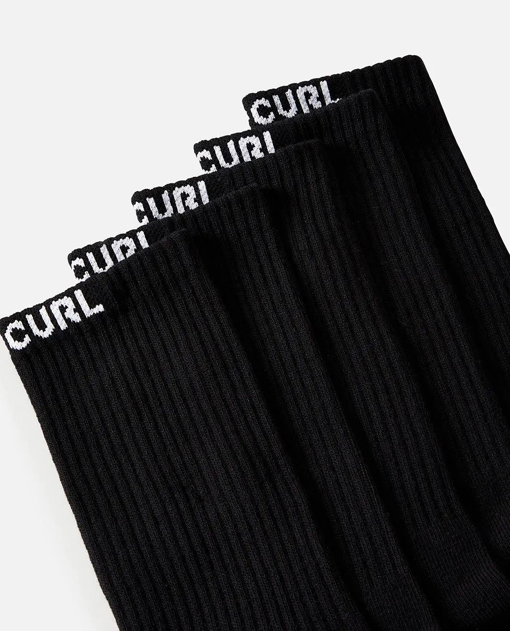 Rip Curl Kids Brand Fleece 5 Pack Crew Socks - Black