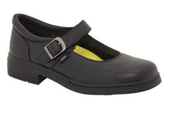 ROC Lara Junior Younger Girls/Kids Black School Shoes