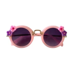 Fancy Floral Alina Round Gold Heart Sunglasses