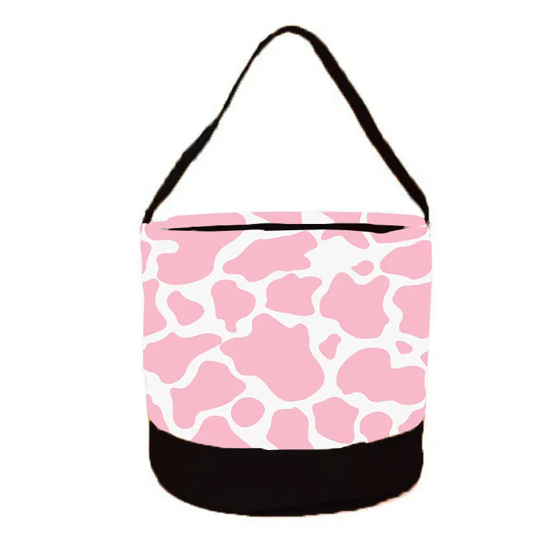 Fuchsia Round Cowhide Bin