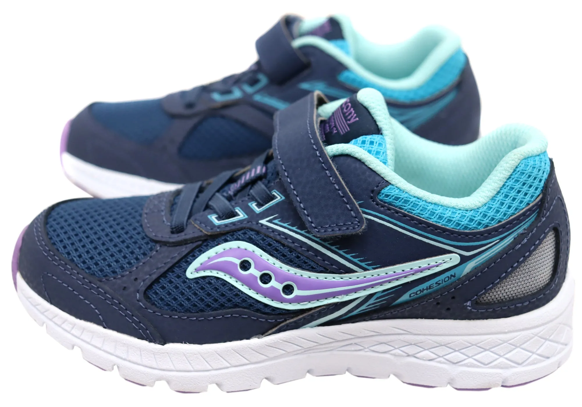 Saucony Kids Cohesion 14 Comfortable Adjustable Strap Athletic Shoes