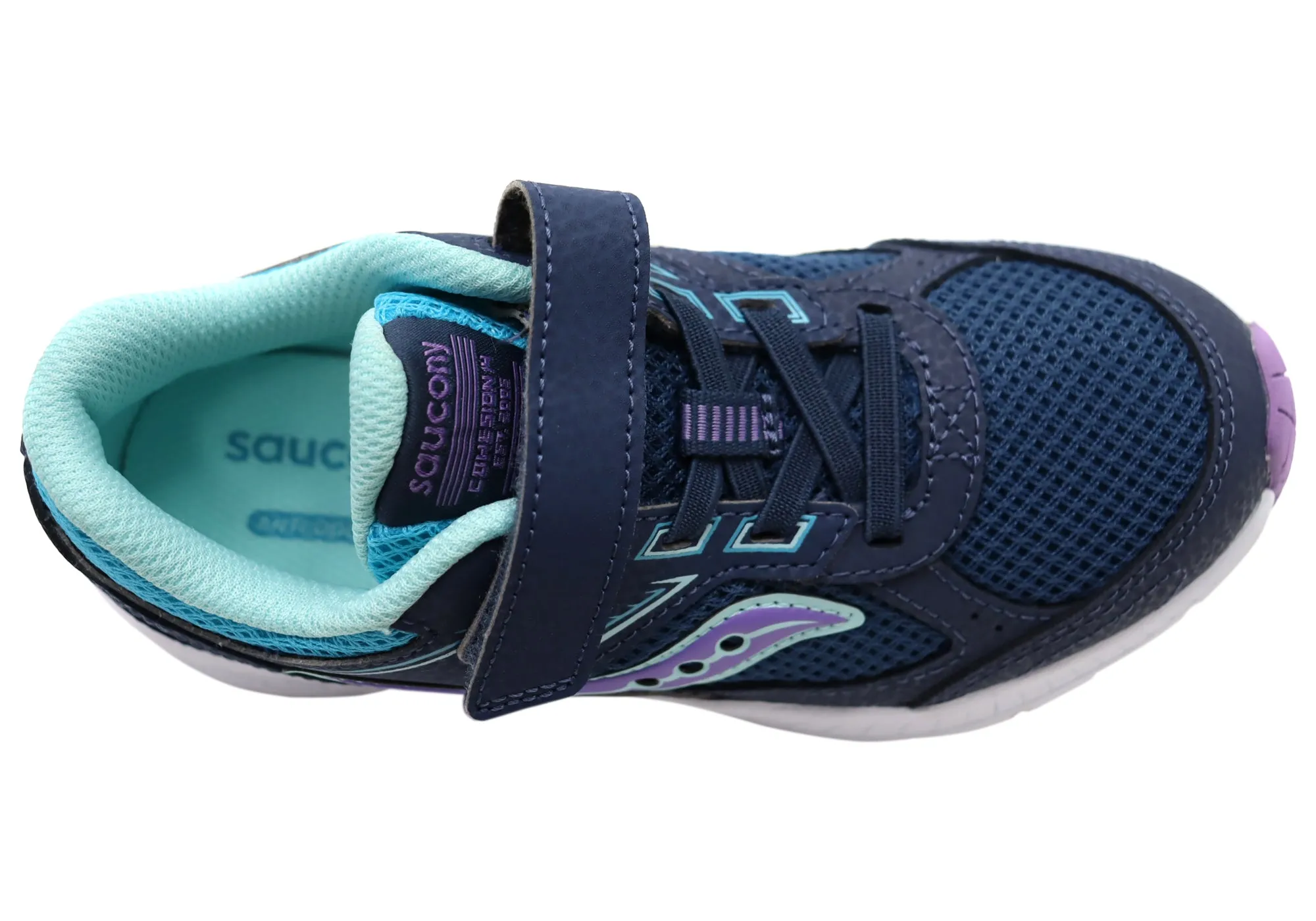 Saucony Kids Cohesion 14 Comfortable Adjustable Strap Athletic Shoes