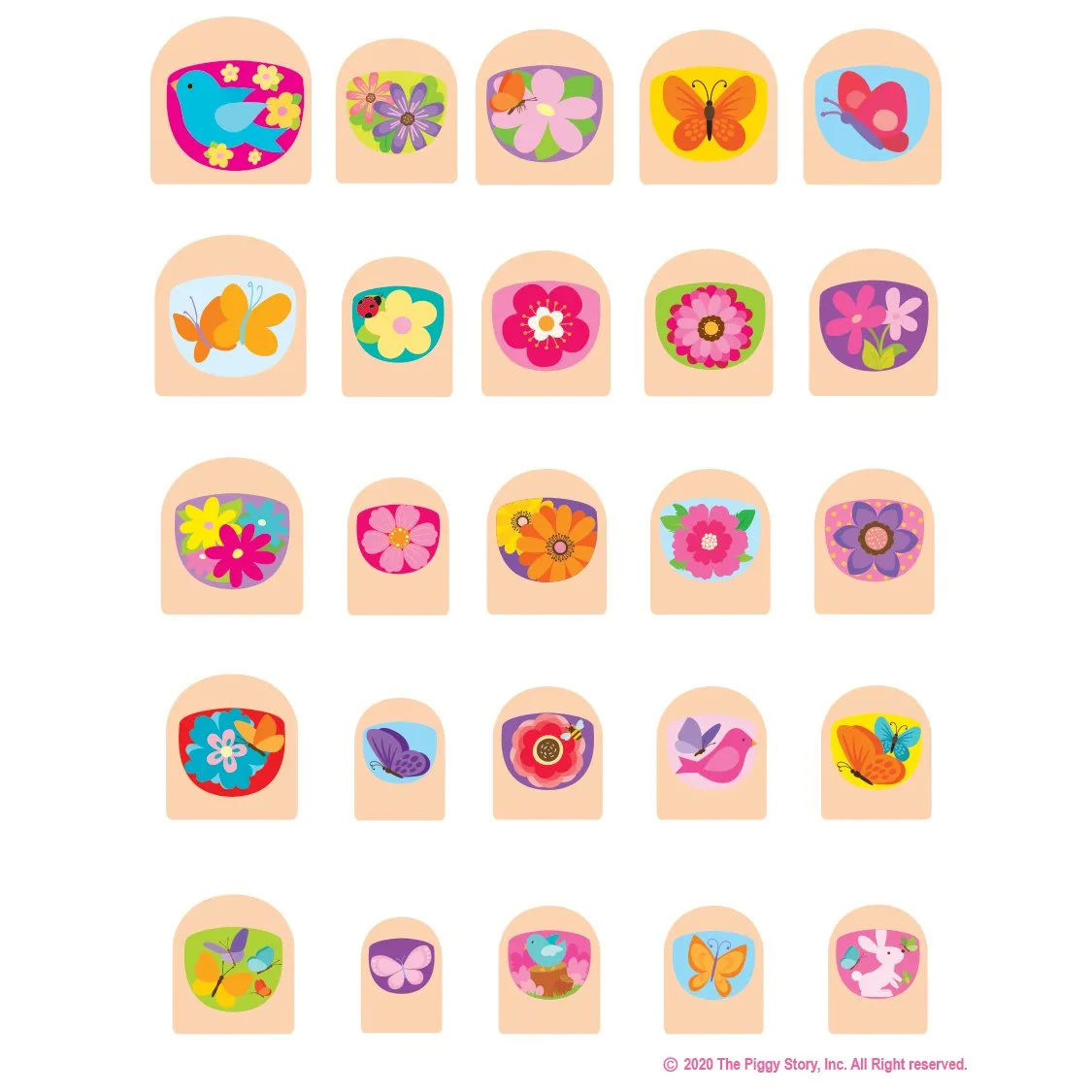 Spring Nail Stickers Set - 25 Scented Designs