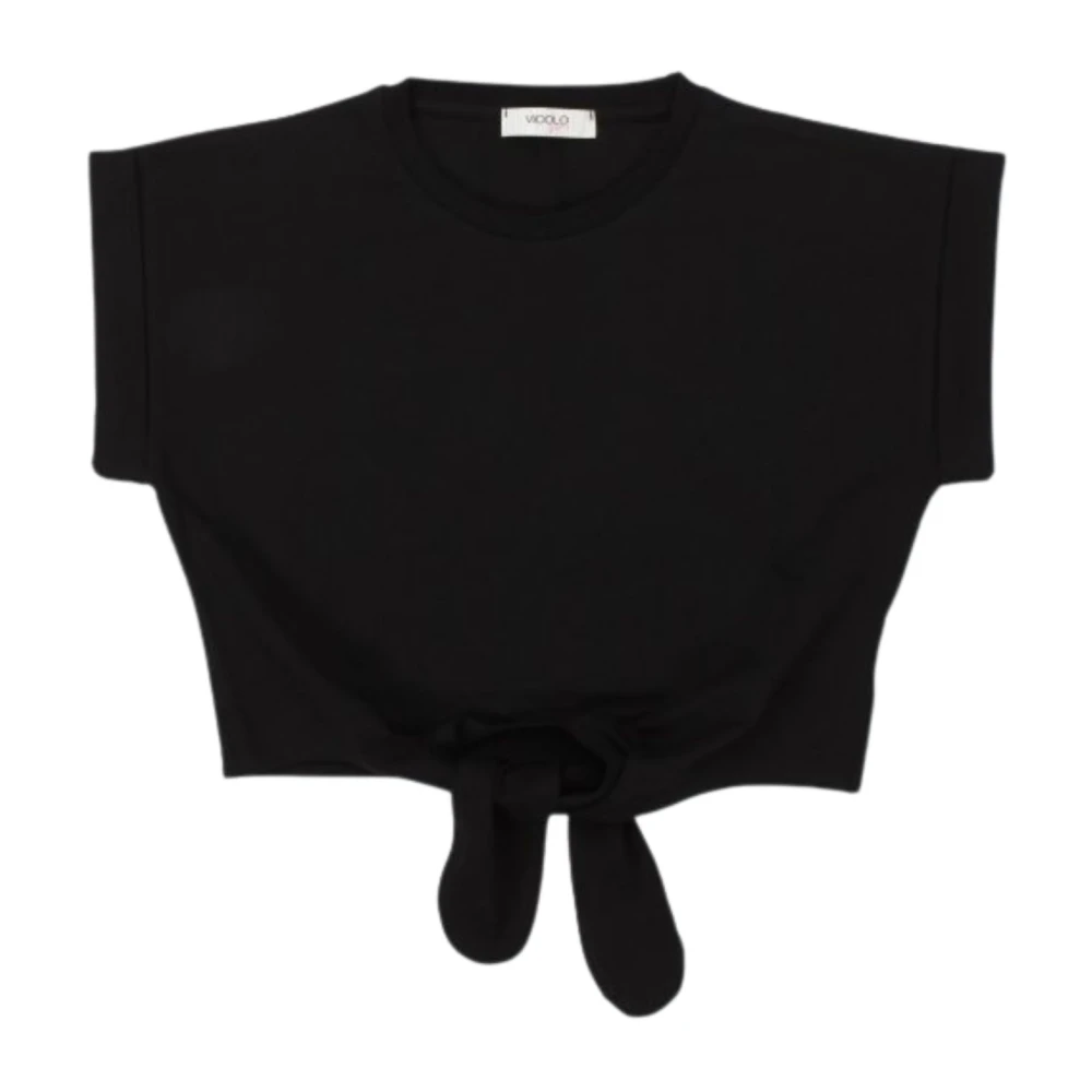 Short Black Kids T-shirt with Front Knot