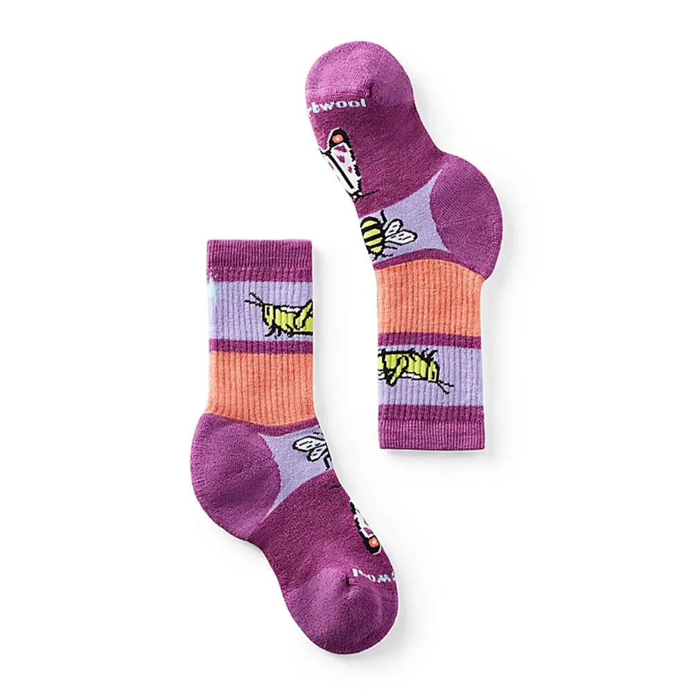 SMARTWOOL HIKE CREW SOCKS GARDEN BUGS MEADOW MAUVE - KIDS