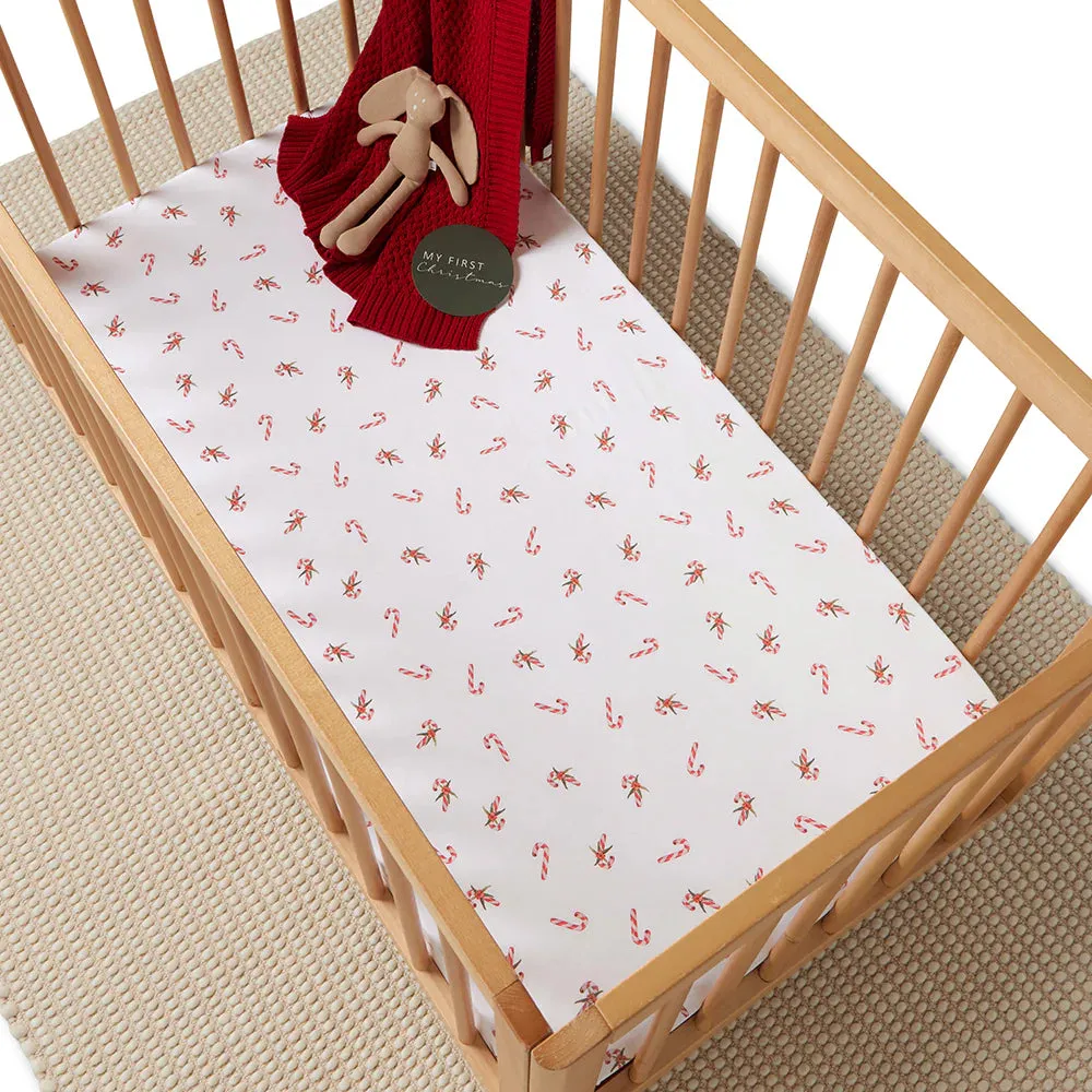 Snuggle Hunny Kids - Candy Cane Organic Fitted Cot Sheet