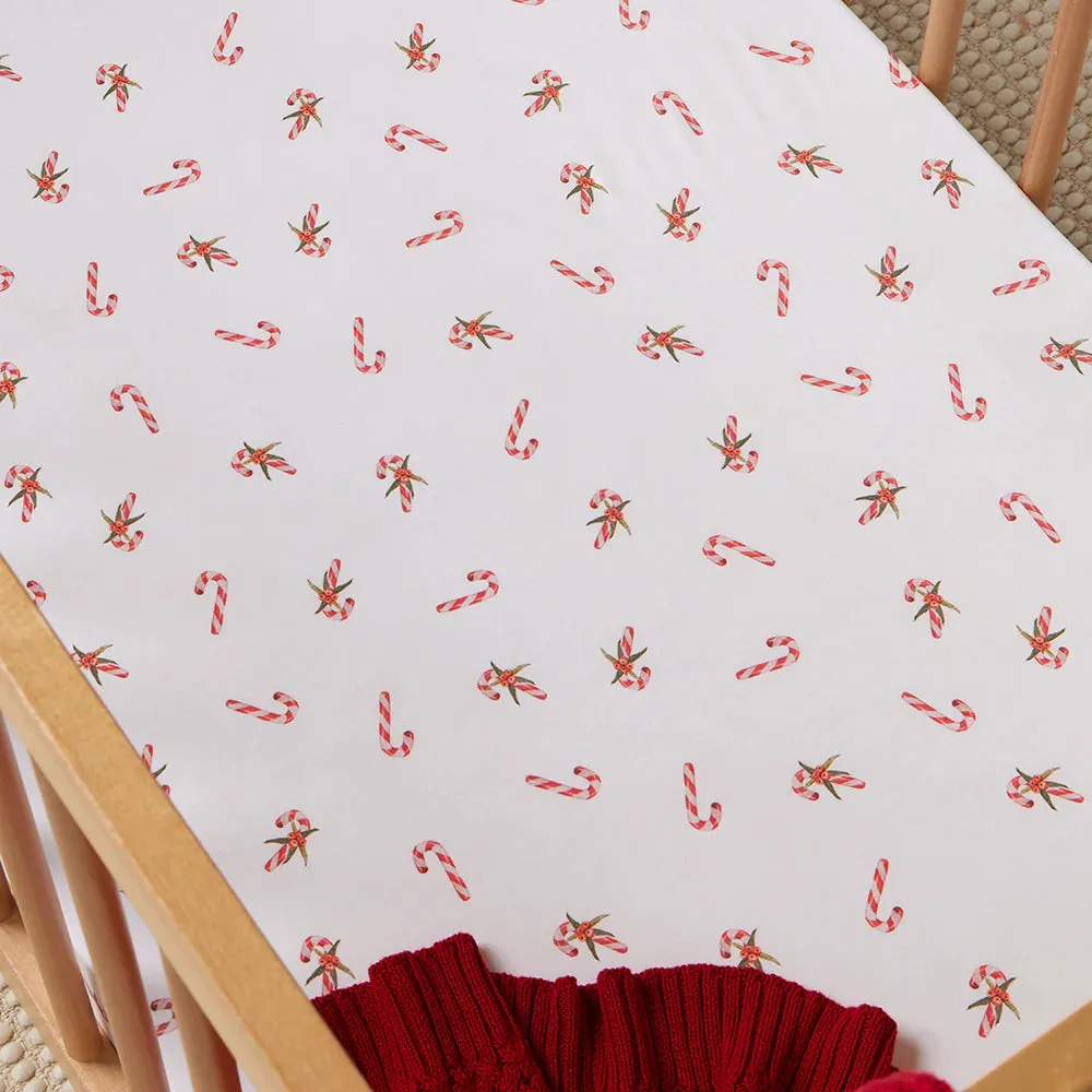 Snuggle Hunny Kids - Candy Cane Organic Fitted Cot Sheet