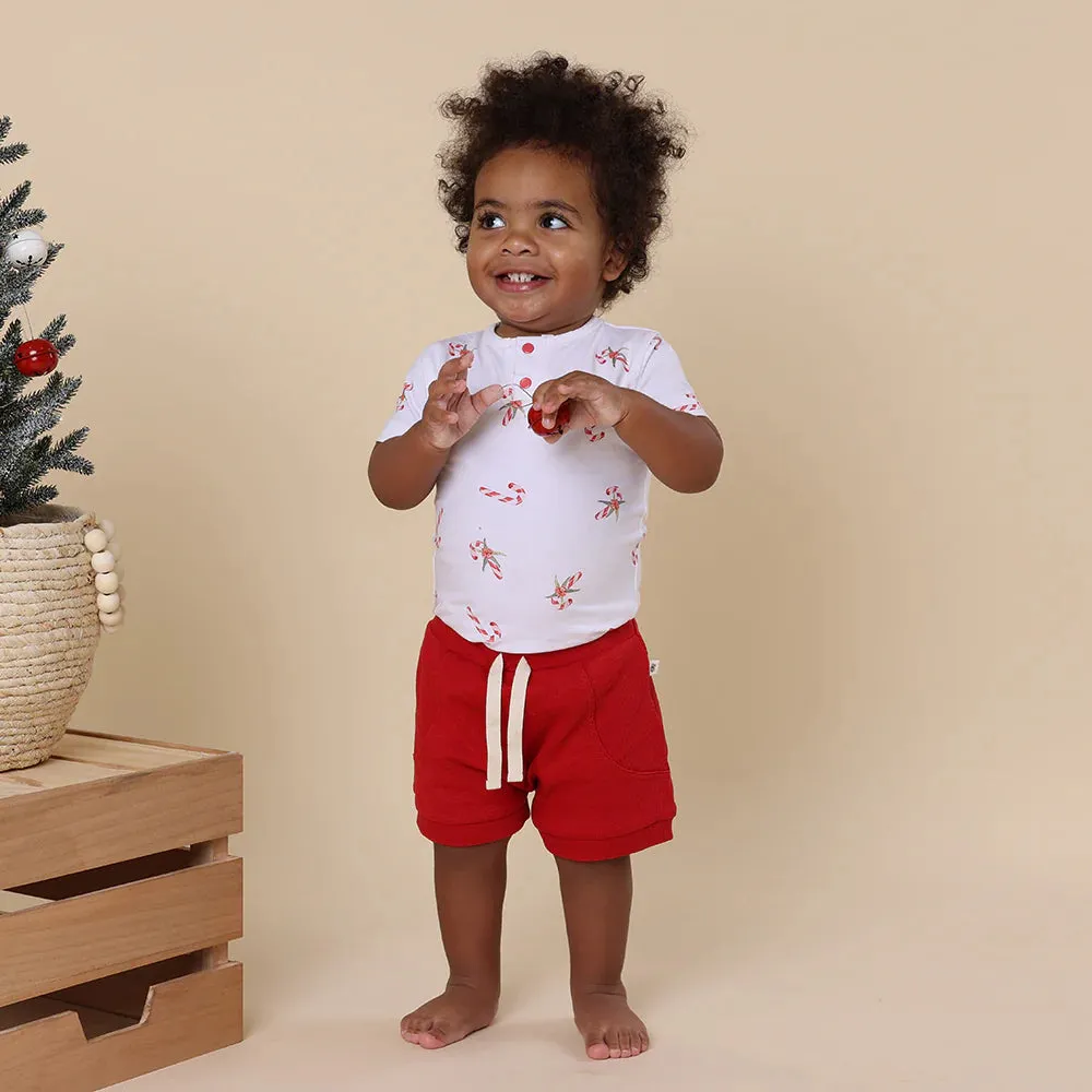 Snuggle Hunny Kids - Candy Cane Short Sleeve Organic Bodysuit