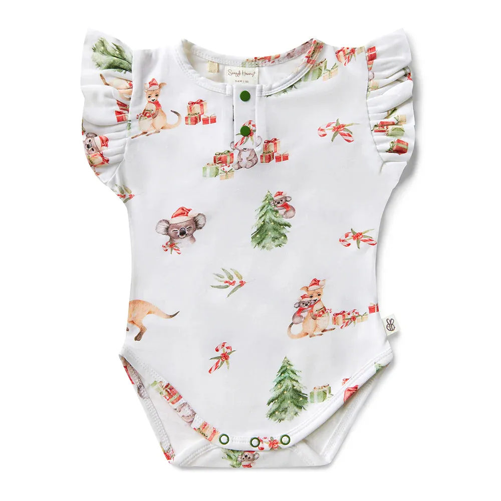 Snuggle Hunny Kids - Kangas & Koalas Short Sleeve Organic Bodysuit With Frill