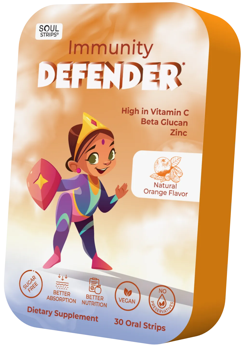 Kids Orange Flavor Sugar Free Vegan Immune Booster Strips (30)