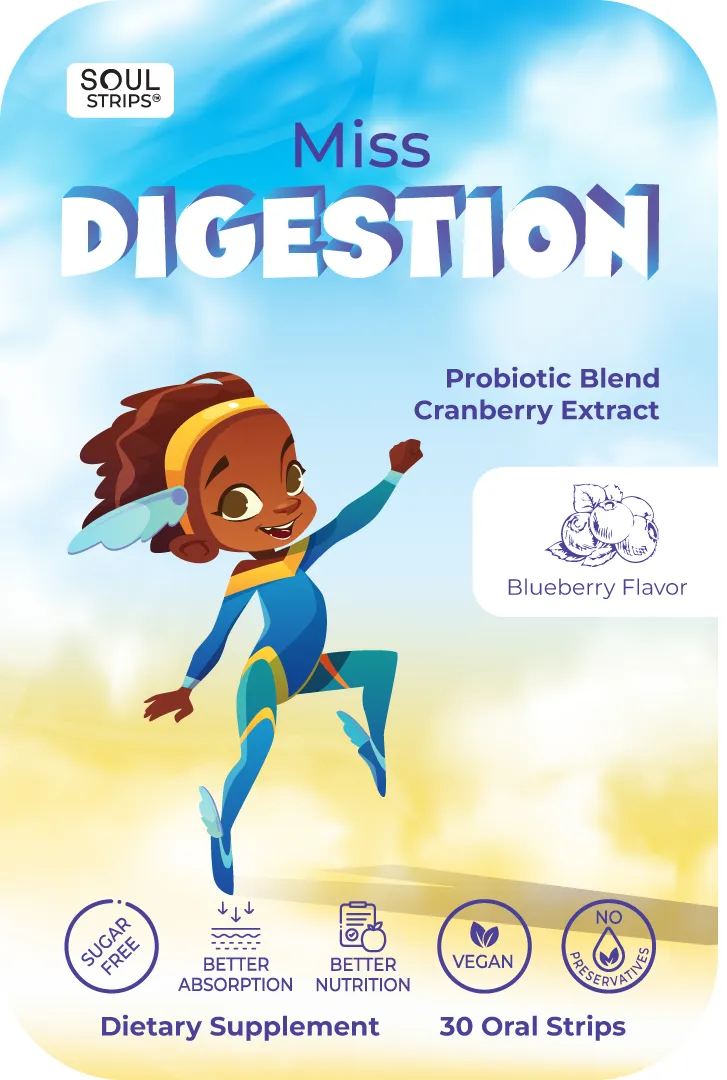 Kids Vegan Sugar Free Blueberry Flavored Digestion Strips by Soul Strips