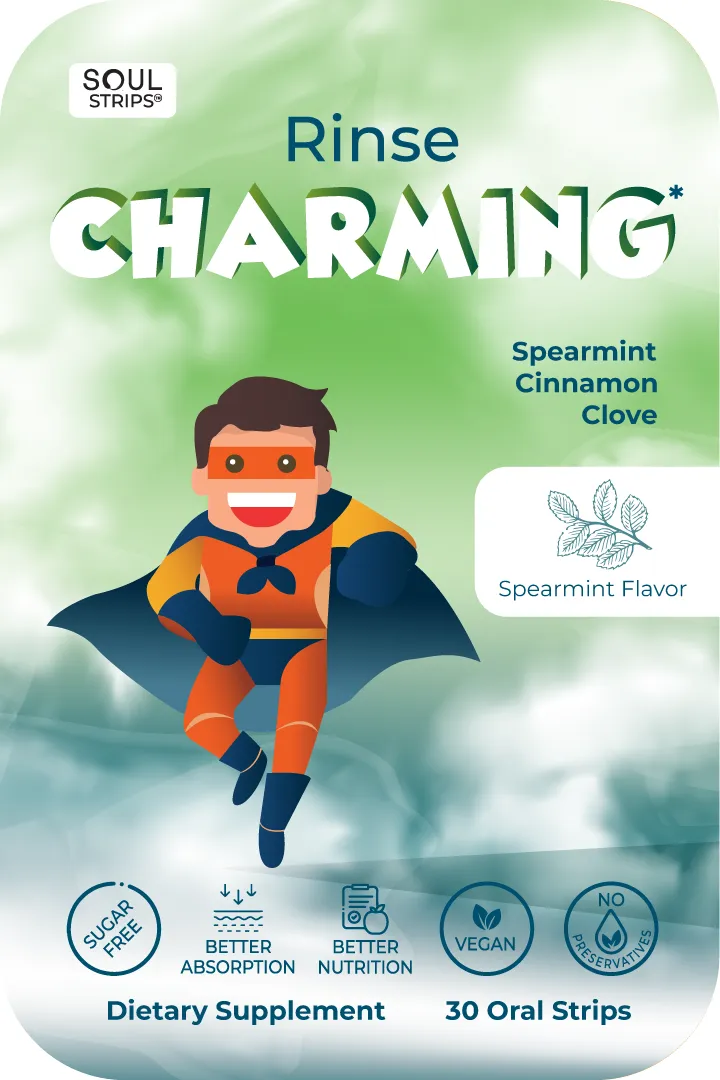 30 Charming Vegan Sugar-Free Spearmint Flavored Soul Strips for Kids