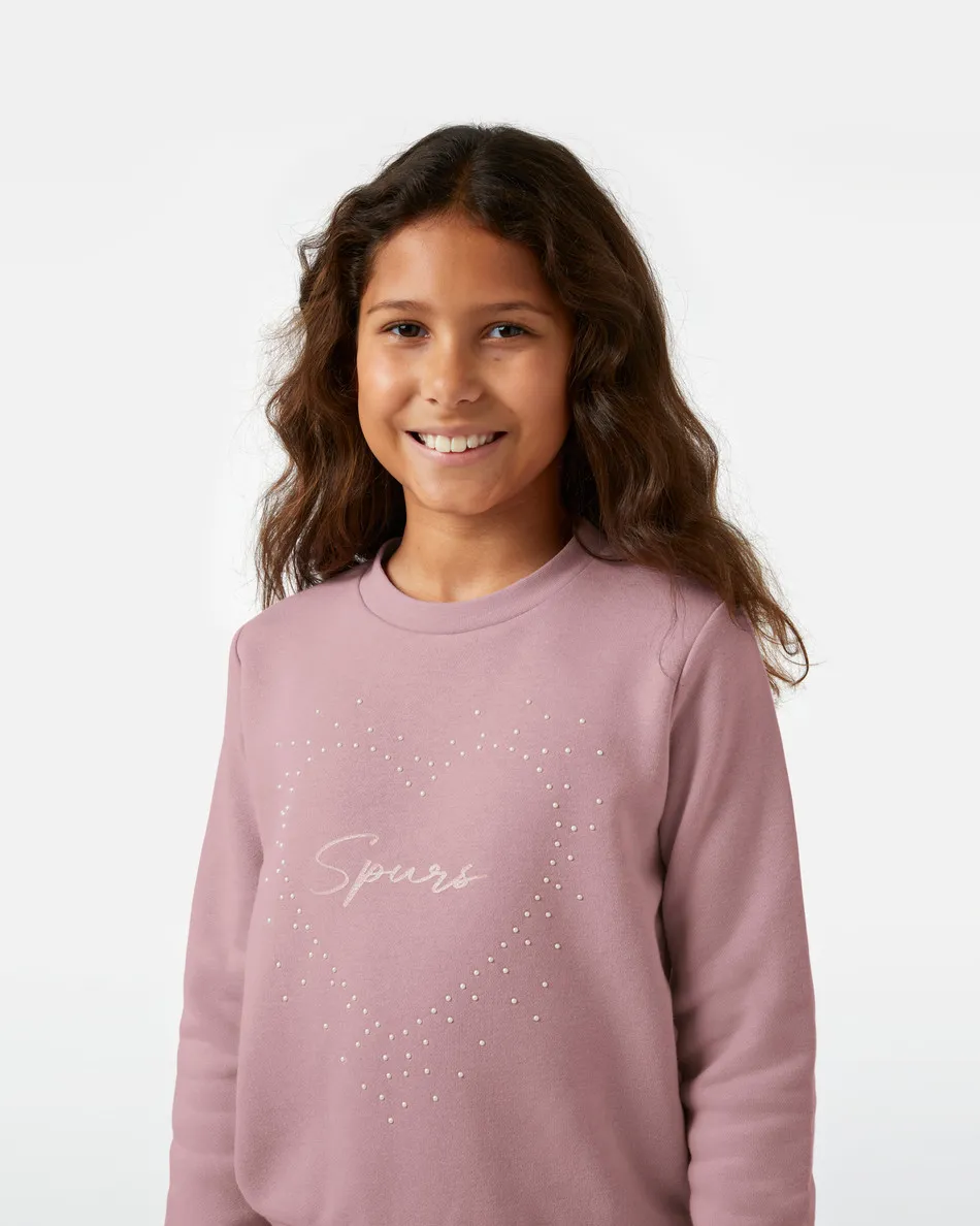 Spurs Kids Heart Pink Sweatshirt