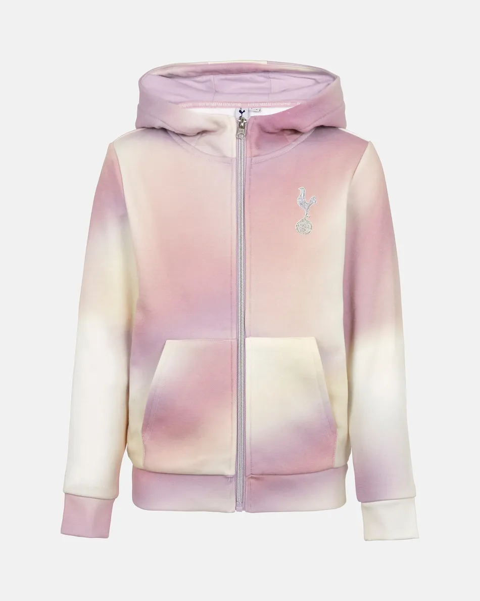 Spurs Kids Tie Dye Pink Zip Through Hoodie