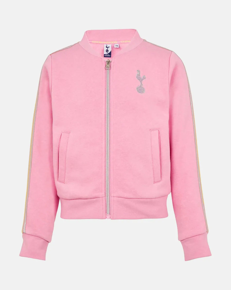 Spurs Kids Zip Through Pink Baseball Jacket