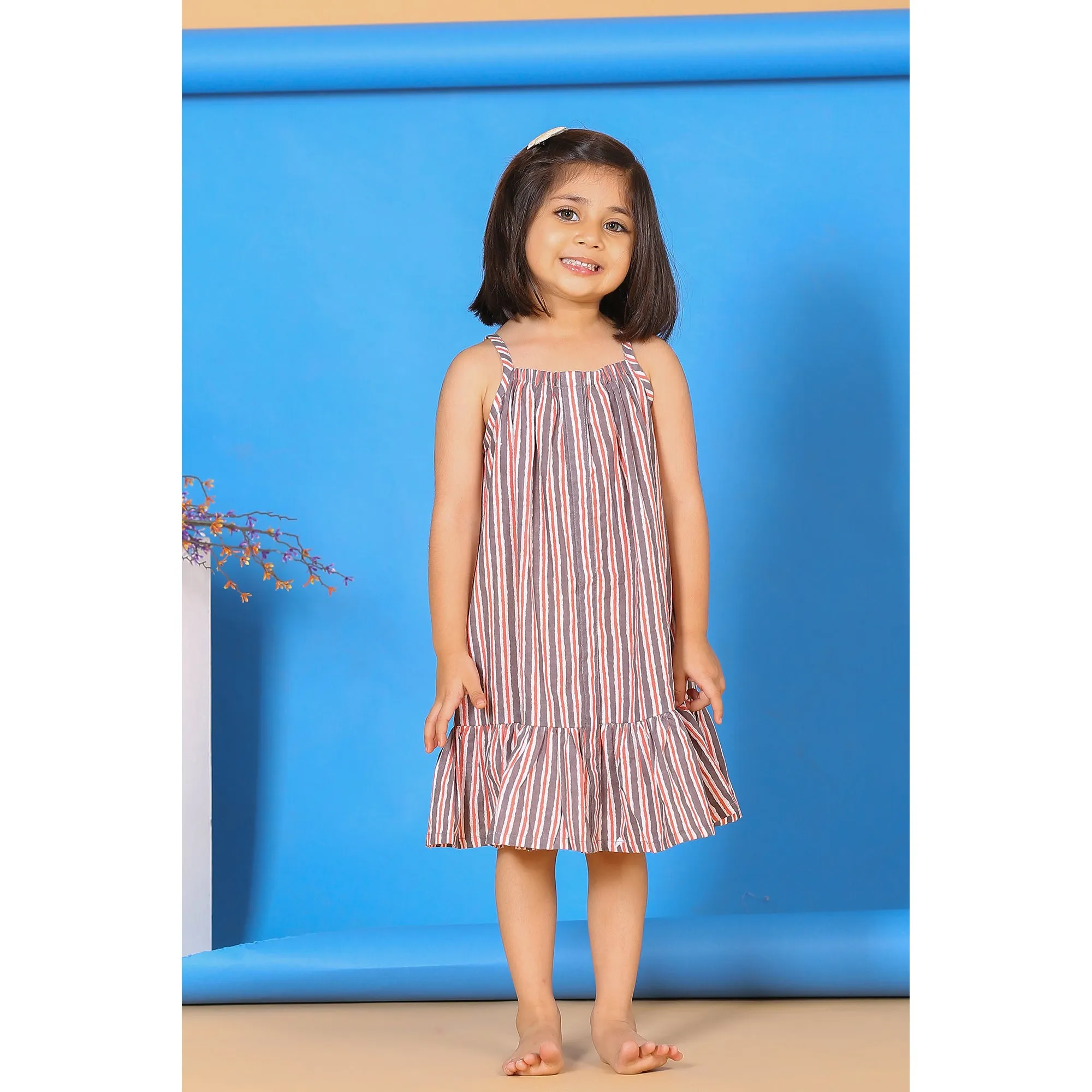 Stripes on Grey Kids Dress