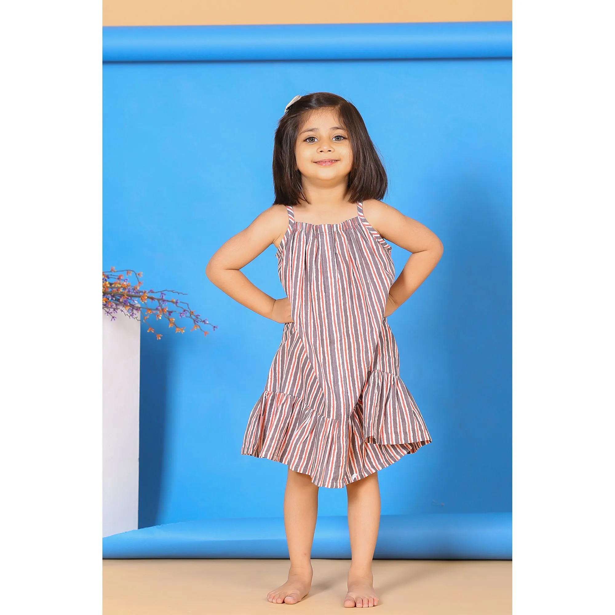 Stripes on Grey Kids Dress