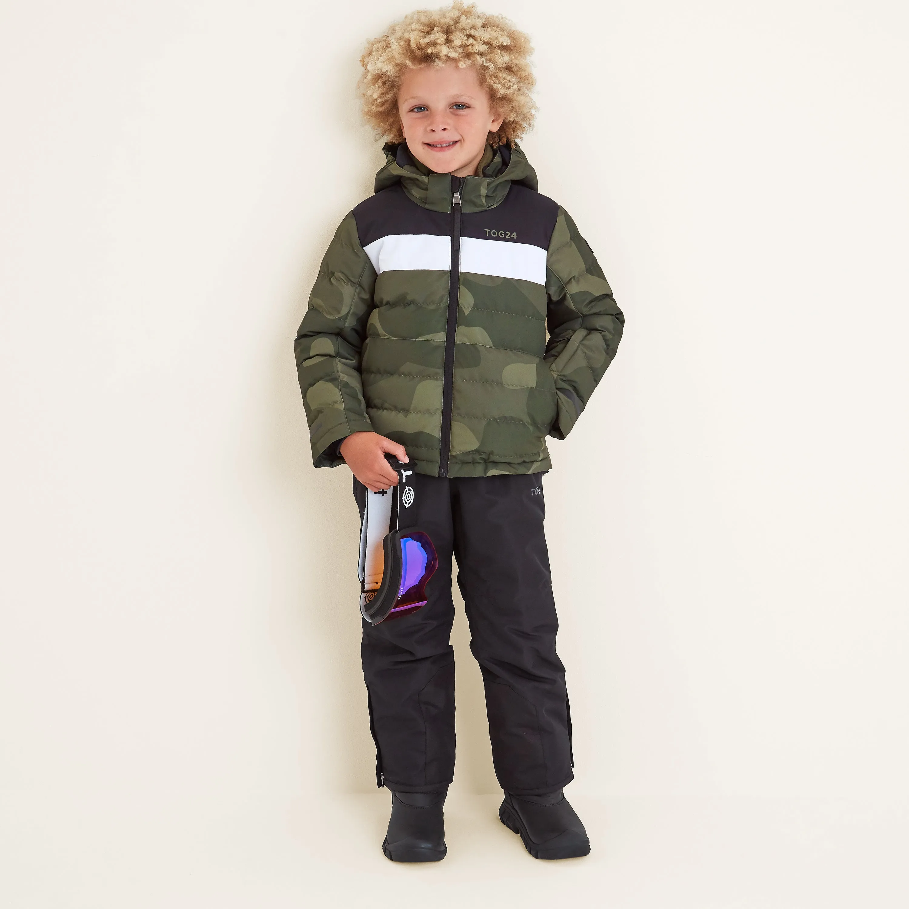 Swift Kids Ski Jacket - Khaki Pixel Camo/Black