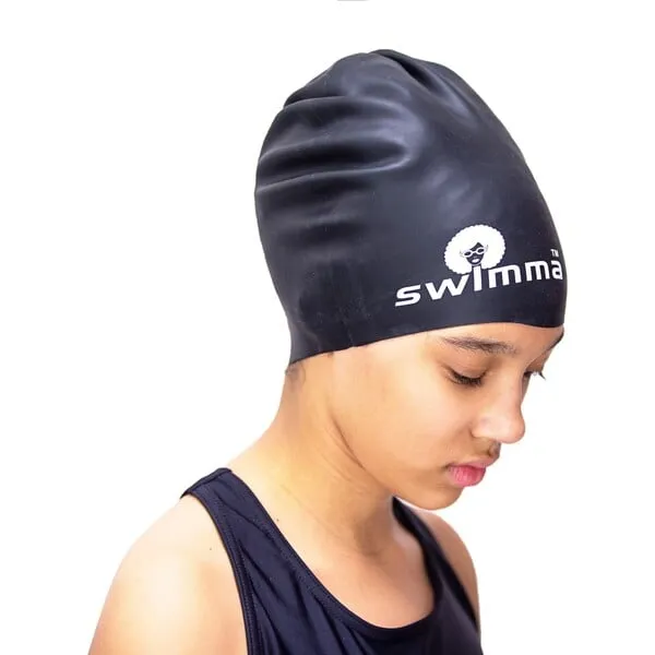 Swimma Afro-kids Swimcap, Black