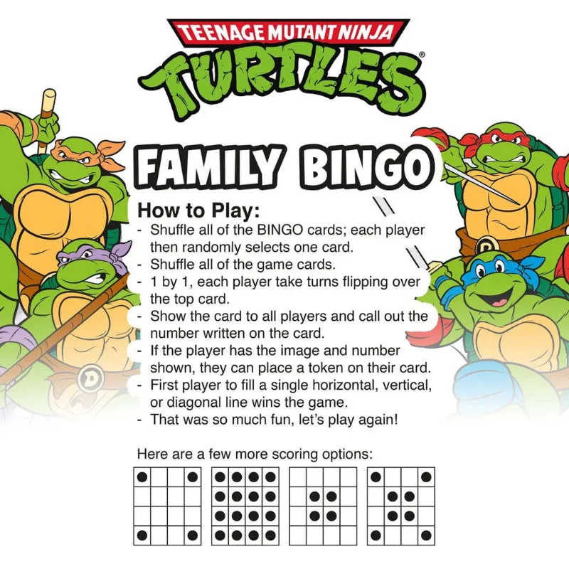 Bingo Game Featuring Teenage Mutant Ninja Turtles